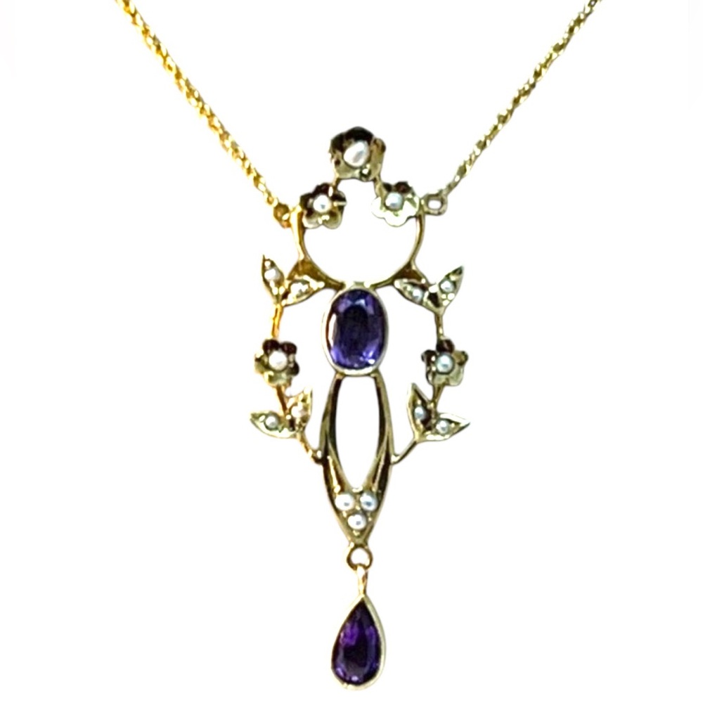 Victorian 14k Gold Lavalier Necklace  APPRAISAL